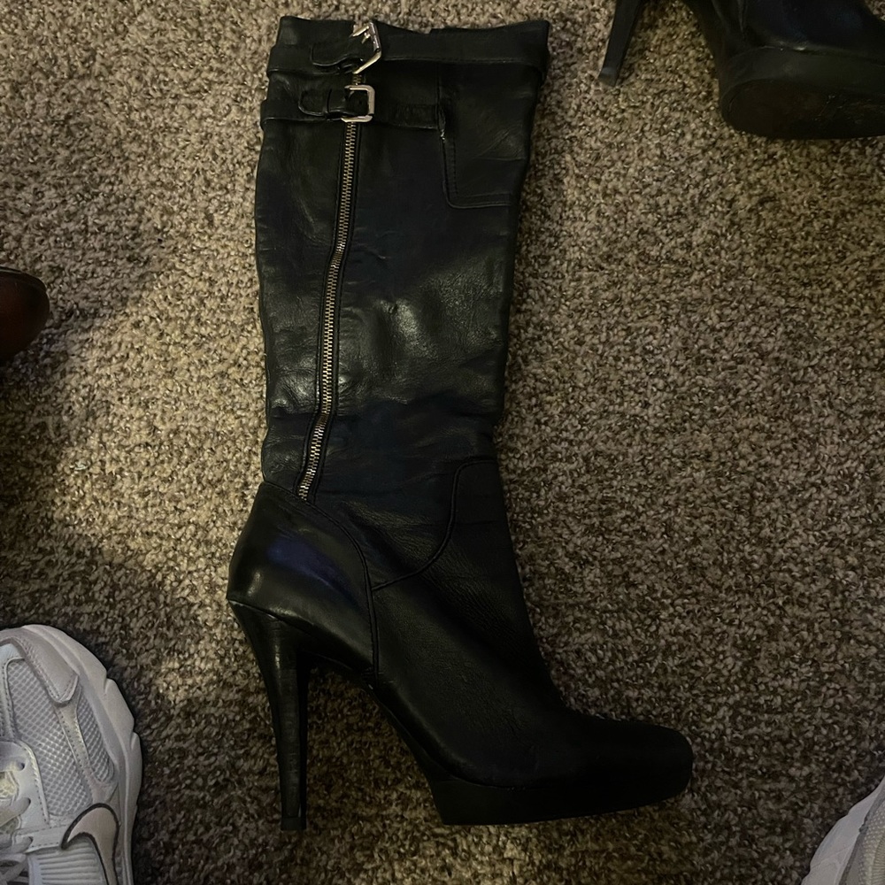 Women’s tall 3:5 heel Nine West black boots - Picture 3 of 14